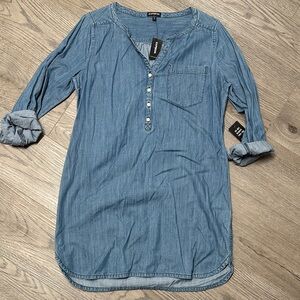 Express Casual Blue Button Down Dress
